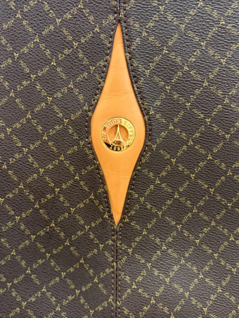 Eiffel Paris Monogram Crossbody Bag Brown Adjustable Shoulder Purse